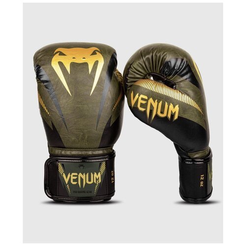 Venum боксерские тренировочные перчатки Impact Хаки- золотые 10 унций