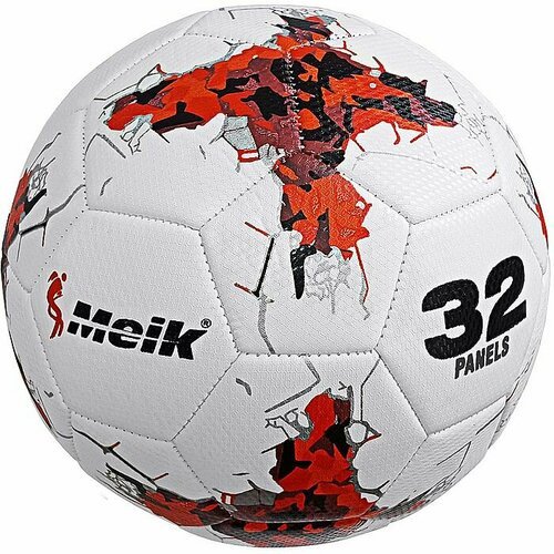 Мяч футбольный MEIK (036, 4-сл. , TPU+PVC 3. 2, 410-450 гр. , маш. сшивка) (белый/красный)