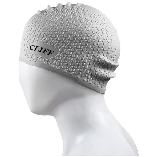 Шапочка для плавания CLIFF силиконовая CS17, для длинных волос, серая