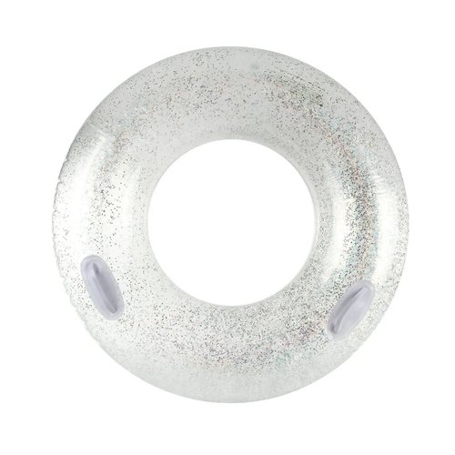 Круг для плавания с блестками серебро 100 см, с ручками, 14+