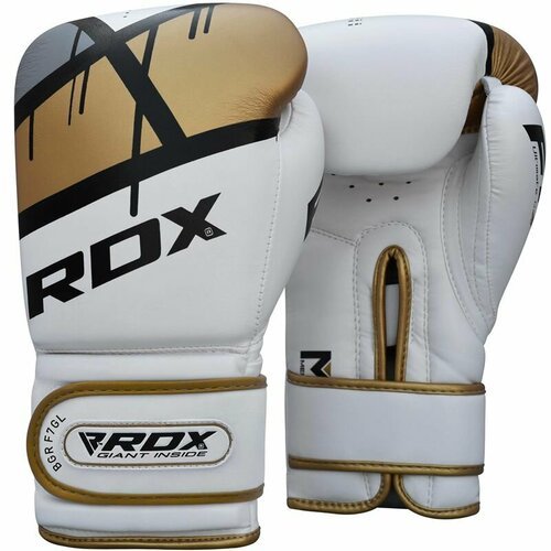 Боксерские тренировочные перчатки Rdx Bgr-F7 Golden (Кожа, RDX, 12 унций, Англия, Бело-золотой) 12 унций