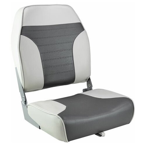 Кресло складное мягкое ECONOMY с высокой спинкой, цвет серый/темно-серый для лодки / катера
