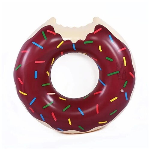 Надувной круг для плавания - Пончик с глазурью, 120 см, коричневый