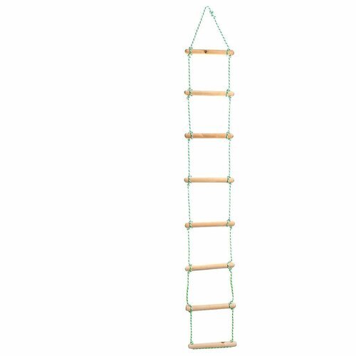 Верёвочная лестница, длина 2 м, диаметр 32 мм, максимальный вес пользователя 60 кг, цвет зеленый, белый
