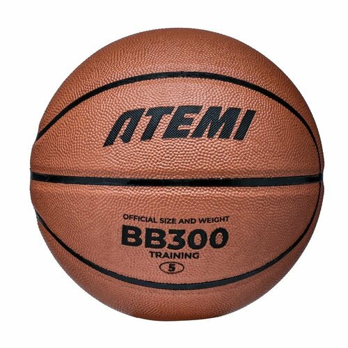 Мяч баскетбольный Atemi, р. 5, синтетическая кожа ПВХ, 8 панелей, BB300N, окруж 68-71, клееный