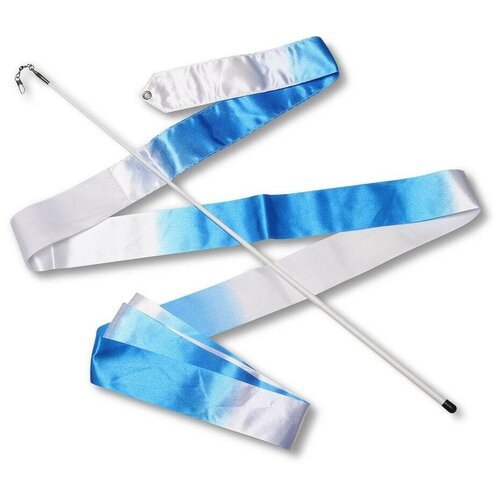 Палочка с лентой для художественной гимнастики Indigo АВ236-16, 0.56 м, белый/голубой