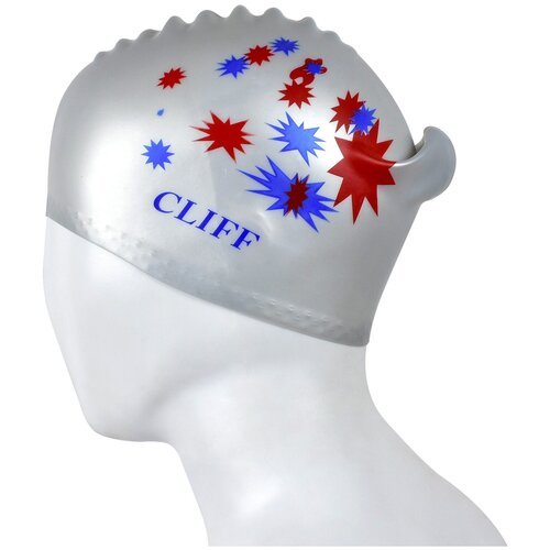 Шапочка для плавания CLIFF силиконовая CS13, для длинных волос, серая