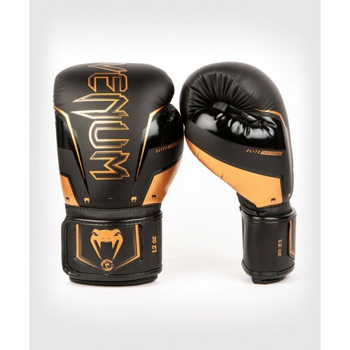 Боксерские перчатки Venum Elite Evo 12oz черный, бронзовый