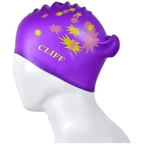 Шапочка для плавания CLIFF силиконовая CS13, для длинных волос, сиреневая