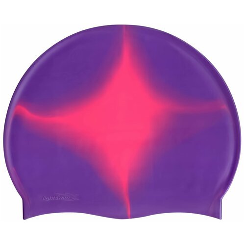 Шапочка для бассейна силиконовая детская/подростковая Light Swim С/LS5, обхват головы 50-55 см, цвет 21, Фиолетовая с розовым