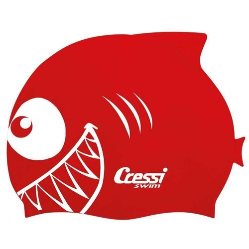 Шапочка для плавания CRESSI SILICONE KIDS CAP SHARK, детская, красная
