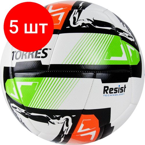Комплект 5 штук, Мяч футбольный TORRES Resist р.5, S0000149098