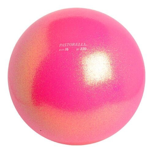Мяч для художественной гимнастики PASTORELLI GLITTER HV, 16 см, флуо-розовый перламутр