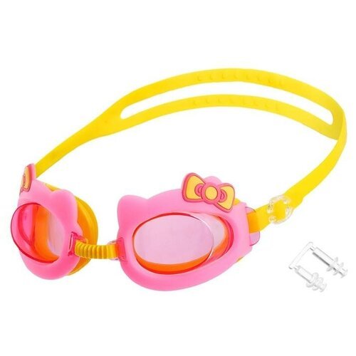 Очки для плавания ONLITOP Бантик 4736481, розовый/желтый