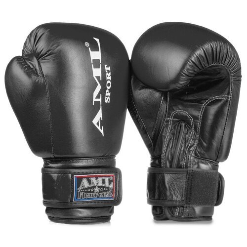 Перчатки боксерские AML Sport кожа, черные (12 унций)