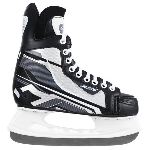 Детские хоккейные коньки ONLITOP 225L, р.37, черный/белый/серый