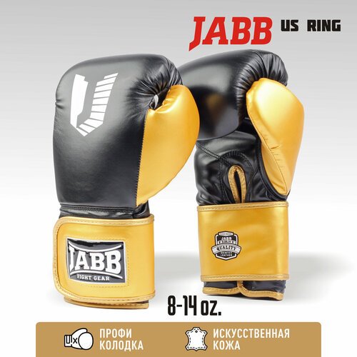 Перчатки бокс.(иск. кожа) Jabb JE-4081/US Ring черный/золото 10ун.