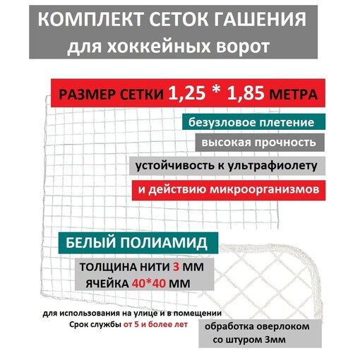 Сетка гашения для хоккейных ворот Luxsol Sport 1,25х1,85 ПА