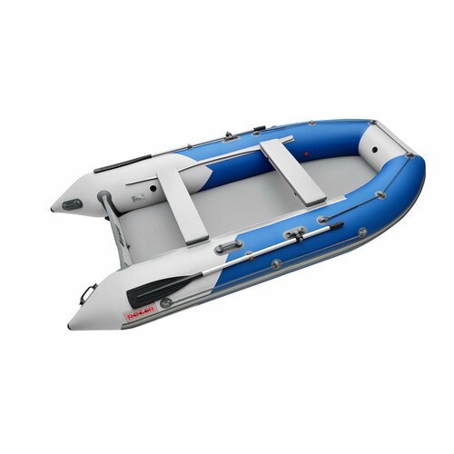 Лодка надувная ПВХ НДНД ROGER ZEFIR 3300 под мотор, лодка Роджер с надувным дном, 45 баллон (синий-белый)