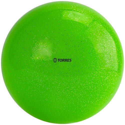 Мяч для художественной гимнастики TORRES диаметр 15 см, ПВХ, зеленый с блестками