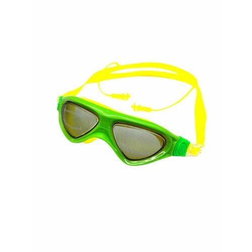 Очки для плавания New с берушами и пластиковым боксом, желто-салатовый