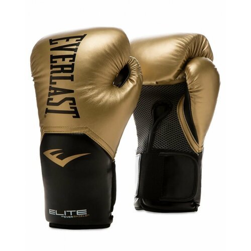 Боксерские перчатки тренировочные Everlast Elite ProStyle - Черный/Золотой (8 oz)