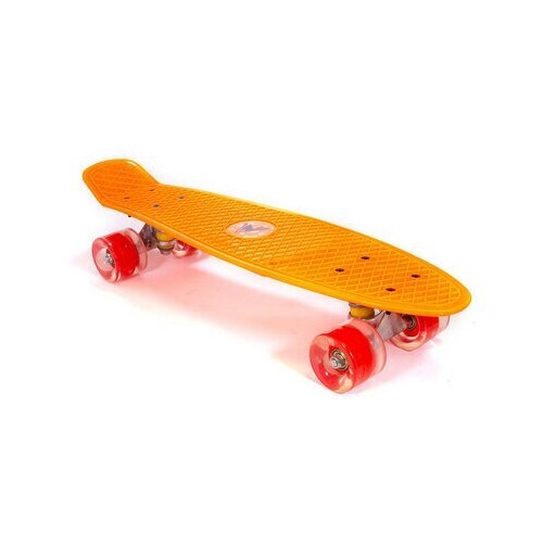 Скейтборд TRIX мини 22' 56 см , пластик, подвеска-алюм., колеса светящиеся PU 45х60 мм красные, ABEC 7, оранжевый