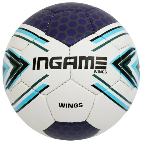 Мяч футбольный INGАME WINGS, размер 5, белый/голубой