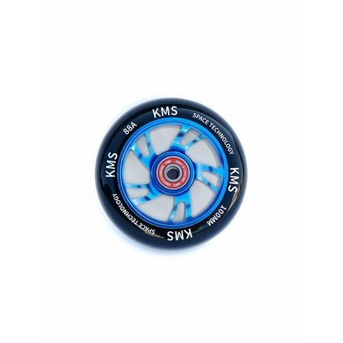 Колесо Sport для трюкового самоката 100 мм Cпиральная звезда синее (алюминий) KMS, 805401-KR1