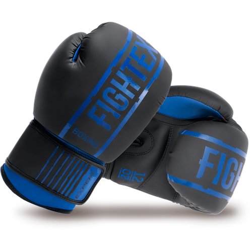 Перчатки для бокса Fight Expert Boxing матовые ПВХ, 12 унций, черный/синий