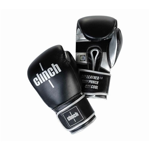 Перчатки боксерские Clinch Punch 2.0 черно-серебристые, 12 ун