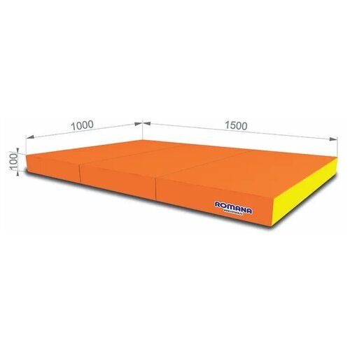 Мат гимнастический Romana Pro (150 х 100 х 10) складной Оранжевый-желтый