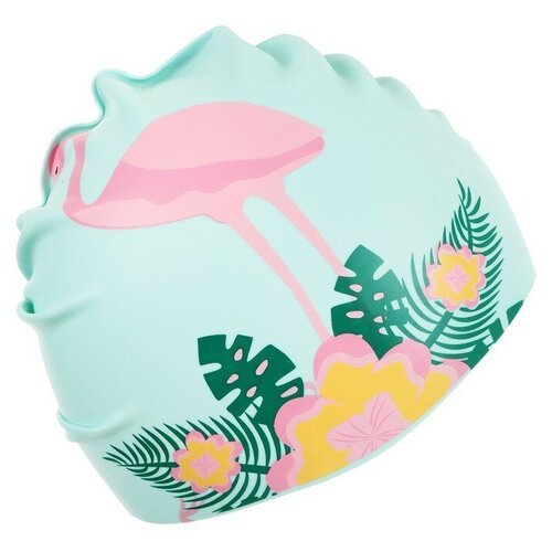 Шапочка для плавания детская ONLITOP «Фламинго на цветке», силиконовая, обхват 46-52 см