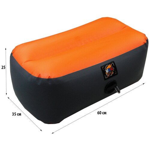 Надувное сиденье ПВХ/60х35х25 см/Надувной пуф в лодку/Пуфик в лодку/Color Оранжевый