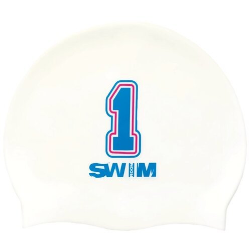 Силиконовая шапочка для плавания SwimRoom 'Номер 1', цвет белый