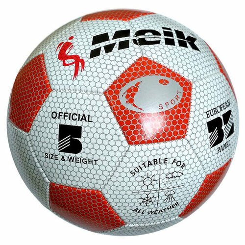 Мяч футбольный MEIK 3009 (3-сл. , PVC 1. 6, 300 гр. маш. сш. ) (красный/белый)