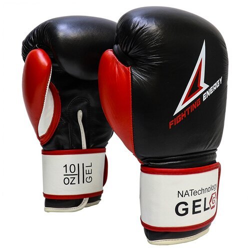 Перчатки боксерские FIGHTING ENERGY GEL кожа, черно-красные (12 унций)