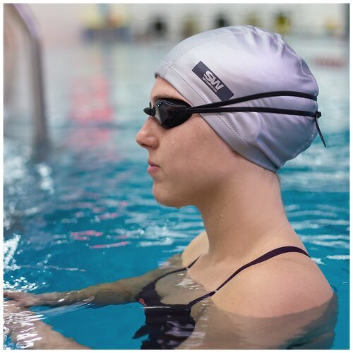 Комбинированная шапочка для плавания / бассейна SwimRoom “PU Swim Cap”, Взрослая, Цвет Серебристый