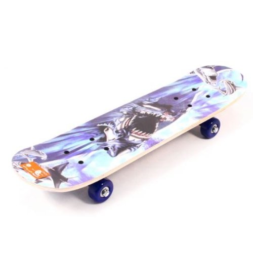 Скейтборд деревяный маленький с принтом Игротрейд, колеса PVC без света, стойка: пластмасса, подшипн