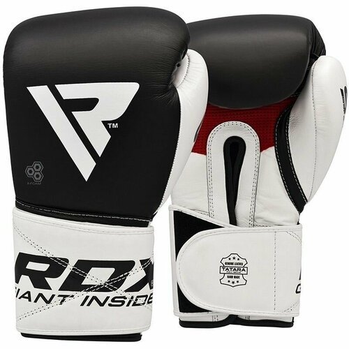 Боксерские тренировочные перчатки Rdx Leather S5 Black (Кожа, RDX, 12 унций, Англия, Черно-белый) 12 унций