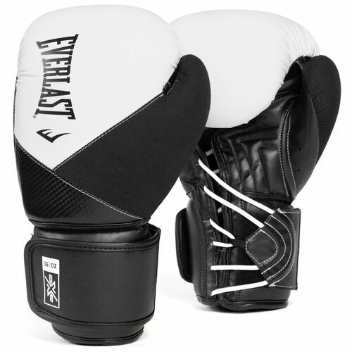 Боксерские перчатки Everlast Protex PU черно белые, 14 унций.