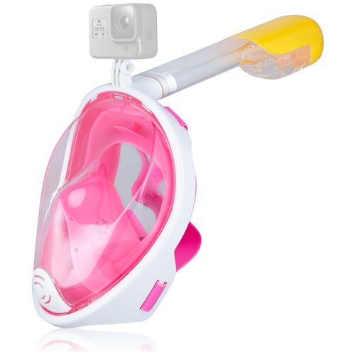 Подводная маска для снорклинга с креплением для экшн-камеры, размер L/XL, розовый