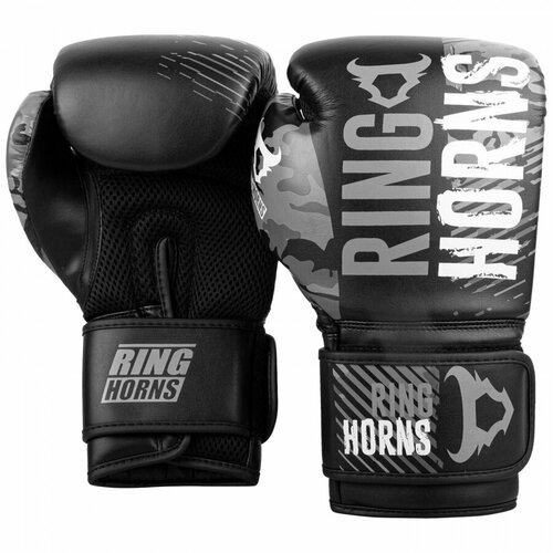 Ringhorns боксерские тренировочные перчатки черно- серые Charger (Полиуретан, Ringhorns, 12 унций, Черно- серый-белый) 12 унций