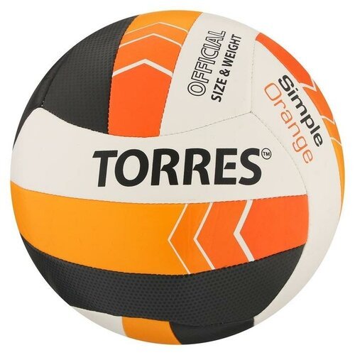 Мяч волейбольный TORRES Simple Orange, размер 5, синтетическая кожа (ТПУ), машинная сшивка, бутиловая камера, бел-г