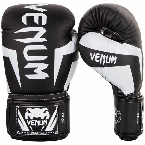 Боксерские перчатки Venum Elite, черный, белый, вес 14 oz