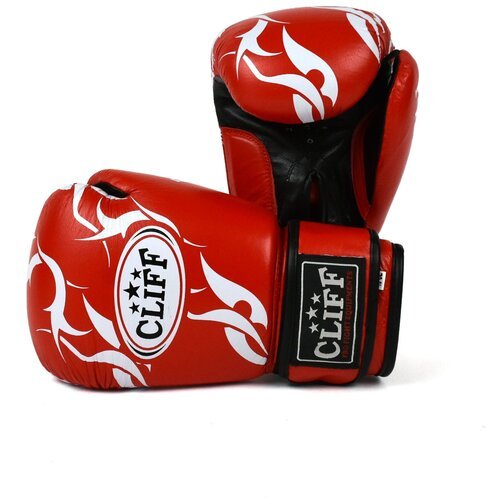 Перчатки боксерские CLIFF P.TECH кожа, красные, размер 8 (oz)