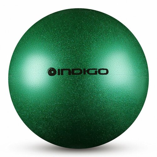Мяч для художественной гимнастики INDIGO IN119-GR, 15 см, ПВХ, зеленый металлик с блестками