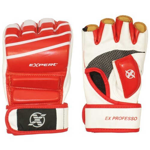 Перчатки для MMA FIGHT EXPERT с защитой пальца для борьбы и ударов размер XS, красный