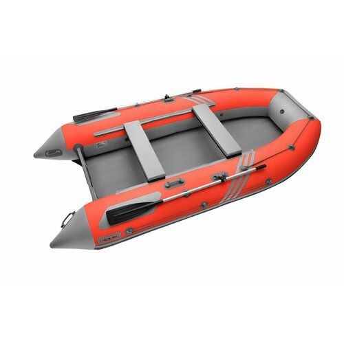 Лодка надувная ПВХ под мотор ROGER Zefir 4000, лодка роджер НДНД с ковриком призма (красный-серый комбинированный)